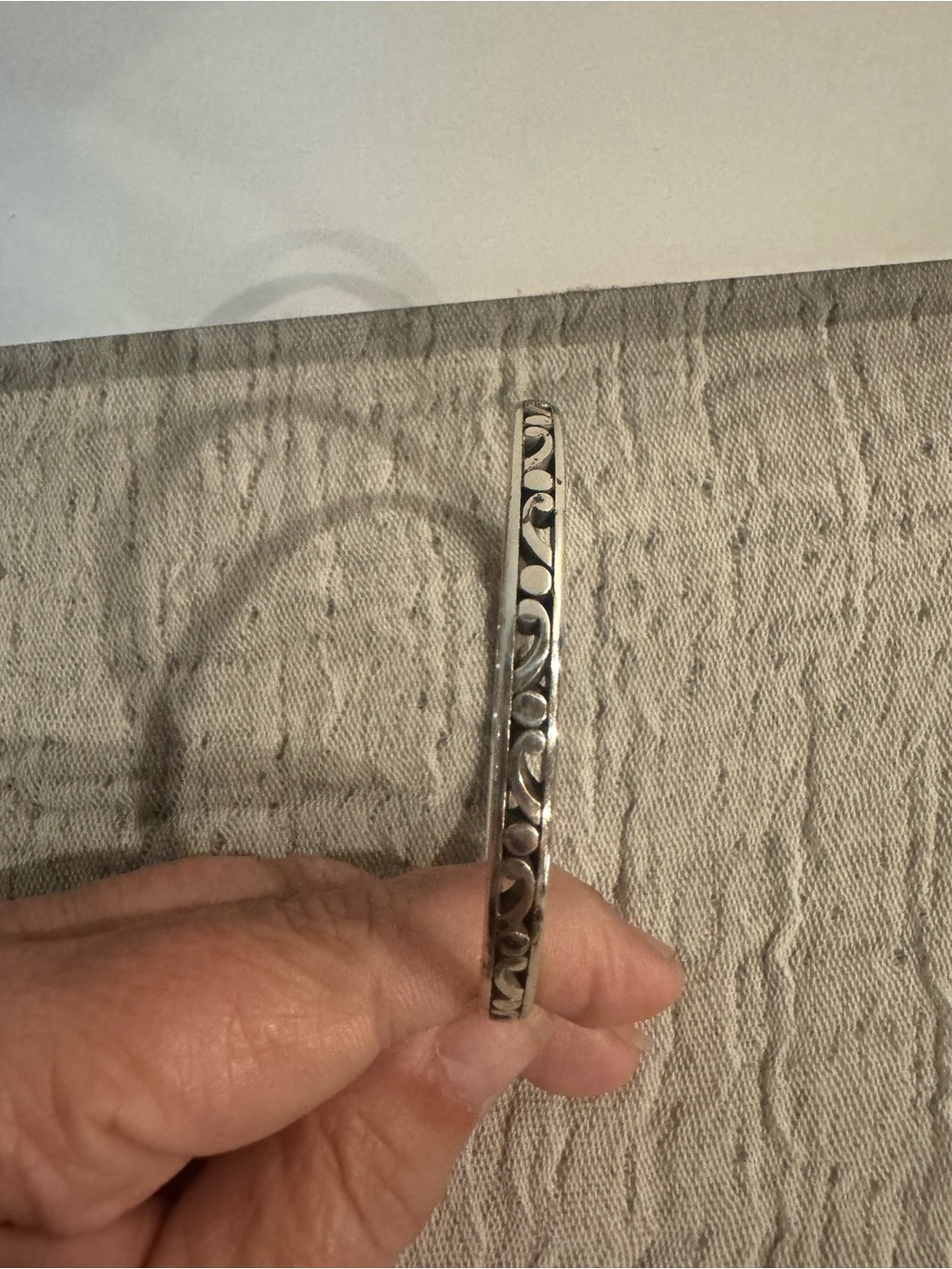 Brighton Contemporary Silver Slim Bracelet Bangle LE Filigree Western Dainty